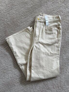 NWT J.Crew Slim Wide Leg Jeans, Ecru, 28T